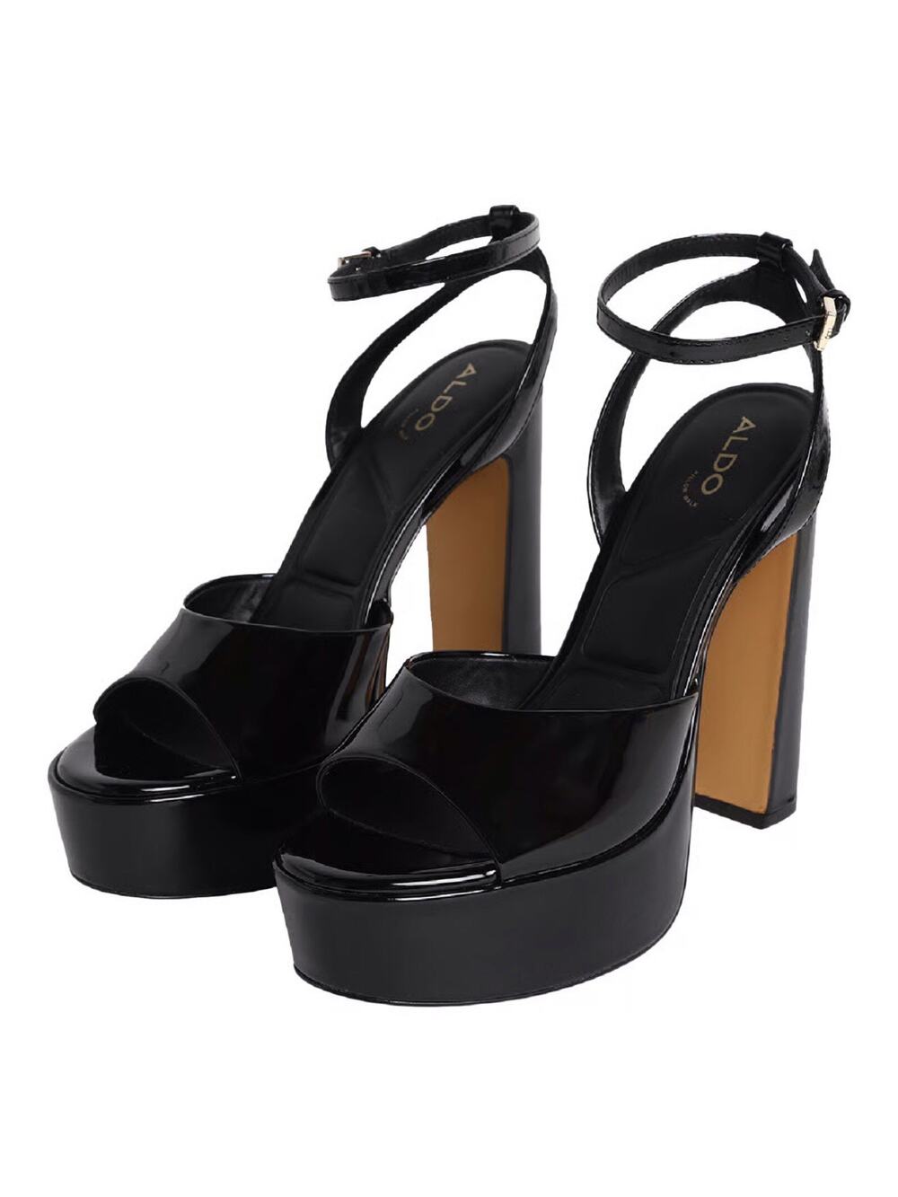 Aldo Nissa Platform Sandals Black Gloss Sz 5 No Box